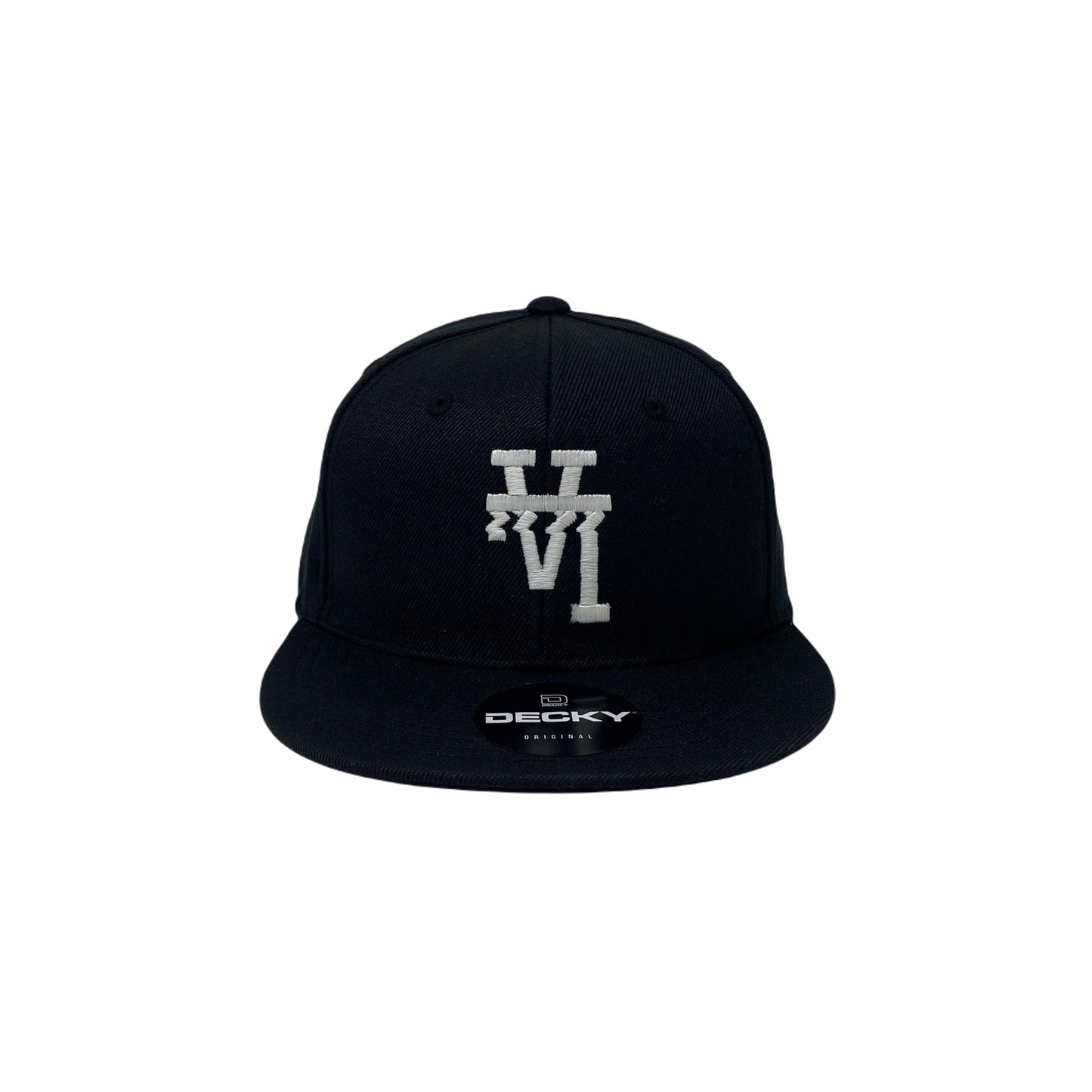 Los Angeles LA Wavy Upside Down Snapback Hat All Black GLOW In The Dark