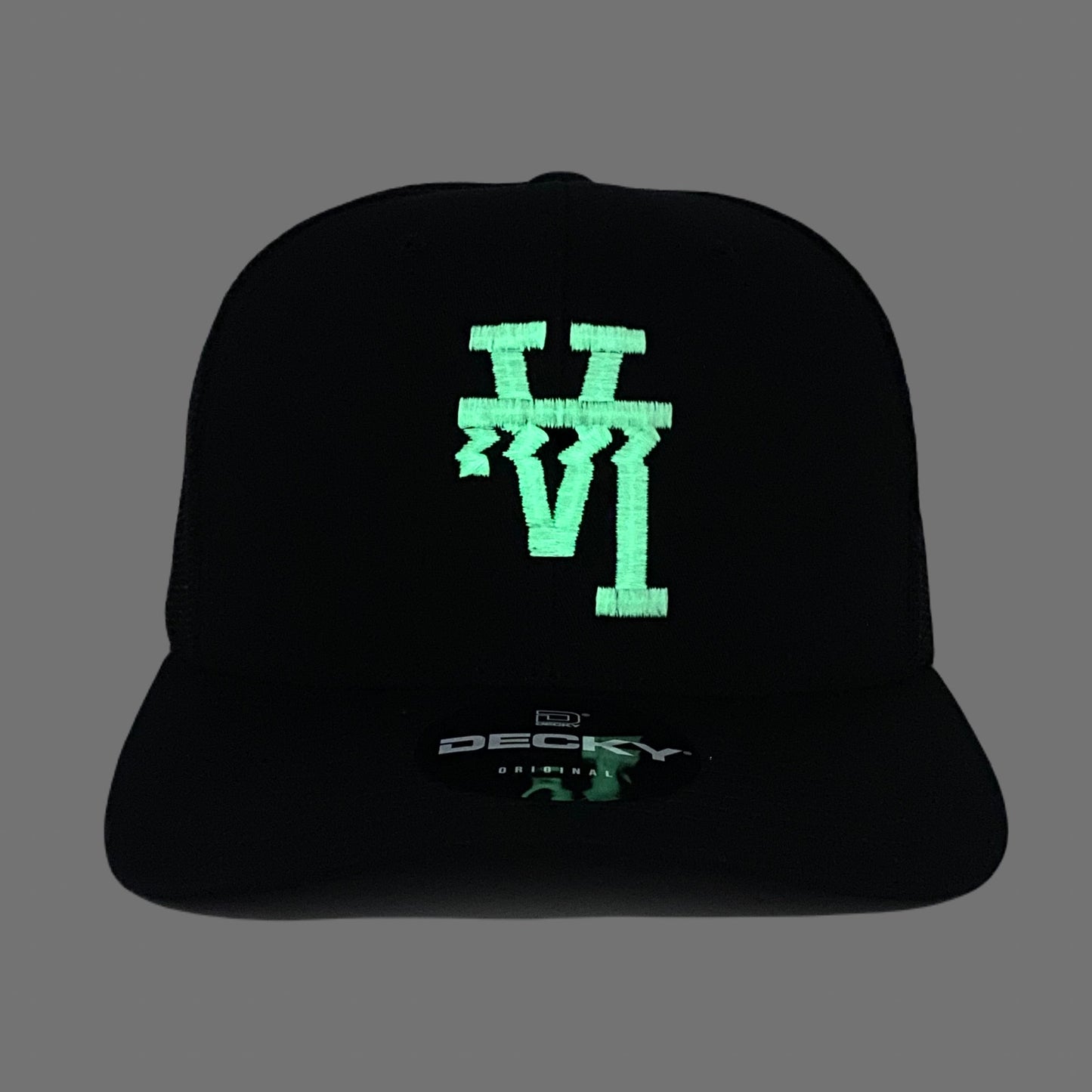 Los Angeles LA Wavy Upside Down Trucker Hat in Black GLOW In The Dark