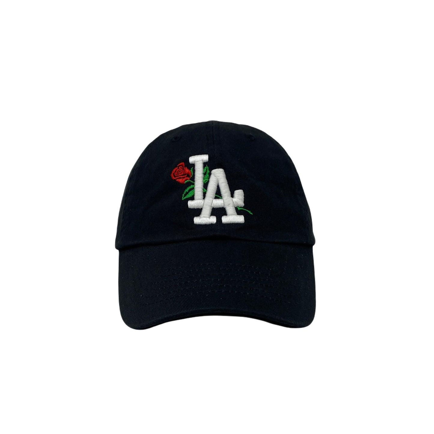 Los Angeles LA Rose Flower White Slouch Dad Hat GLOW In The Dark