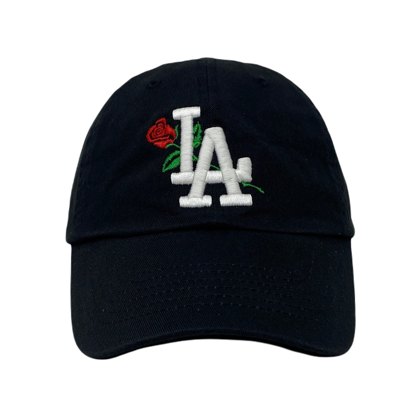 Los Angeles LA Rose Flower White Slouch Dad Hat GLOW In The Dark
