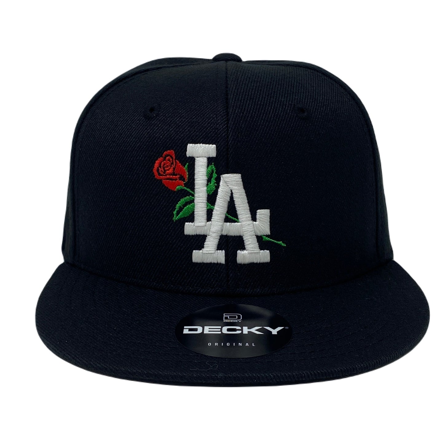 Los Angeles LA Rose Flower White Snapback Hat All Black GLOW In The Dark