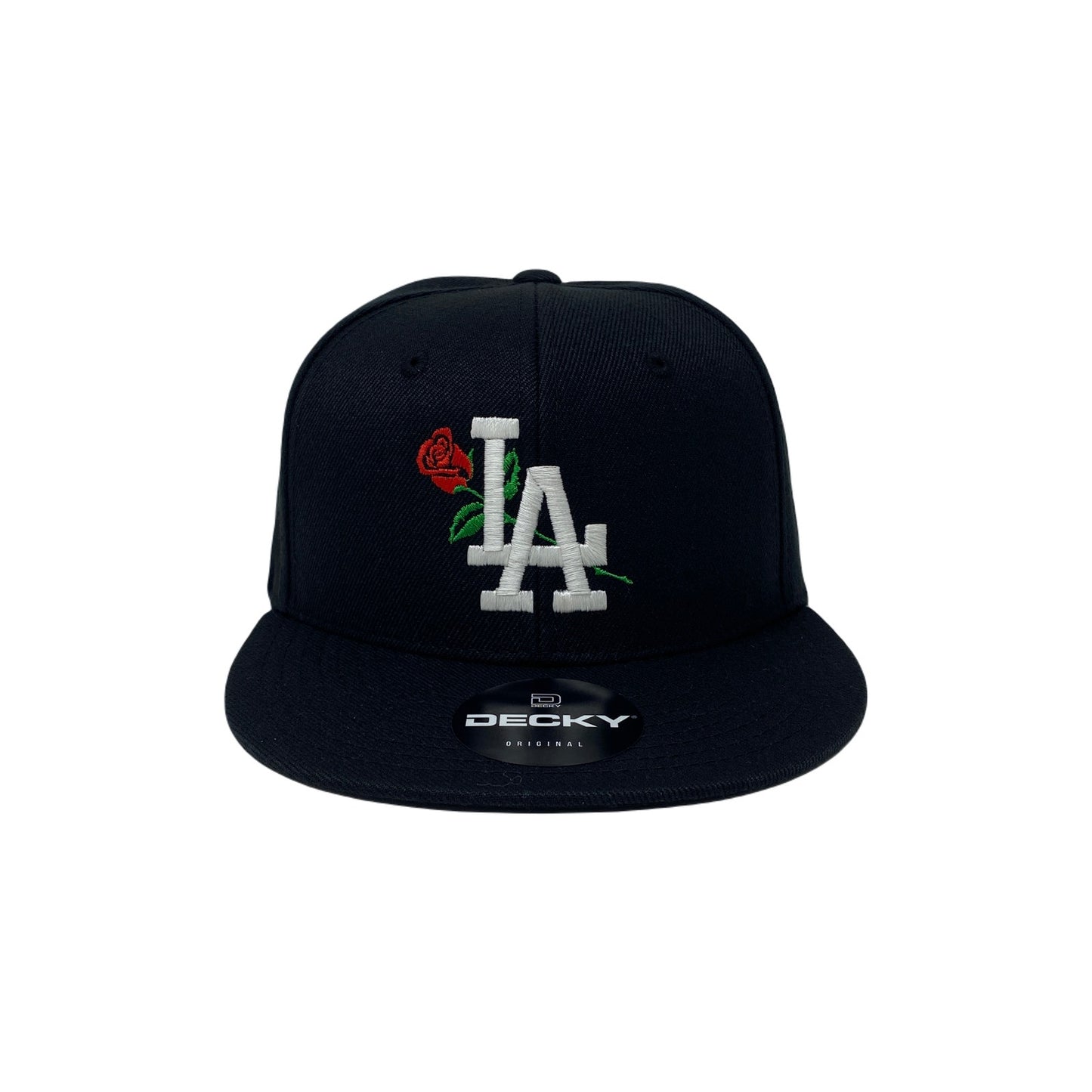 Los Angeles LA Rose Flower White Snapback Hat All Black GLOW In The Dark