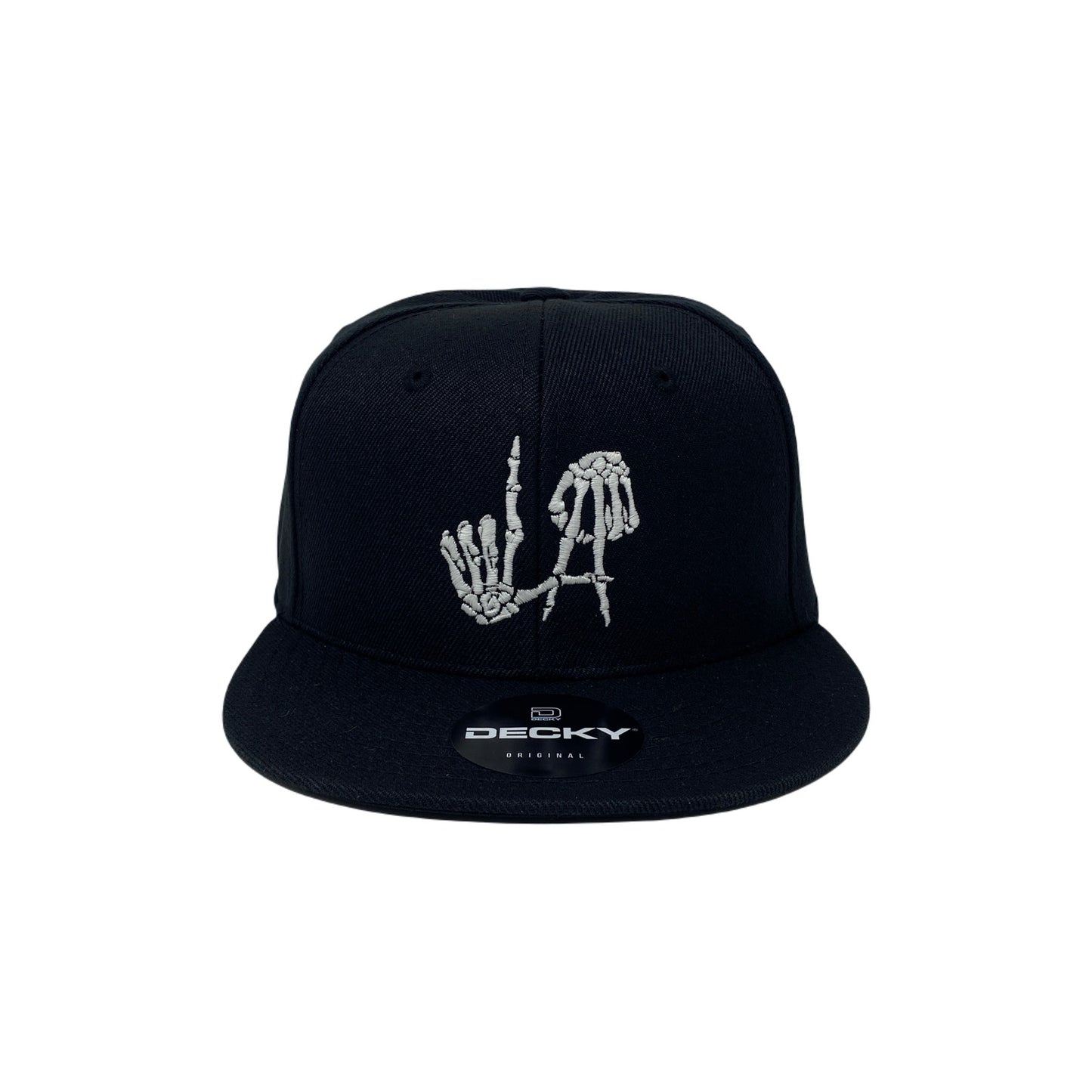 Los Angeles Bones Snapback Hat All Black GLOW In The Dark