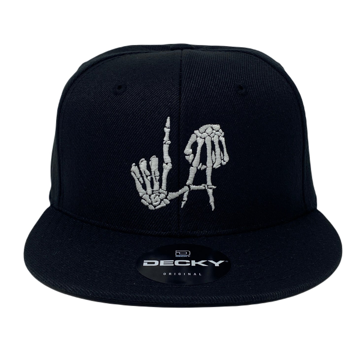 Los Angeles Bones Snapback Hat All Black GLOW In The Dark