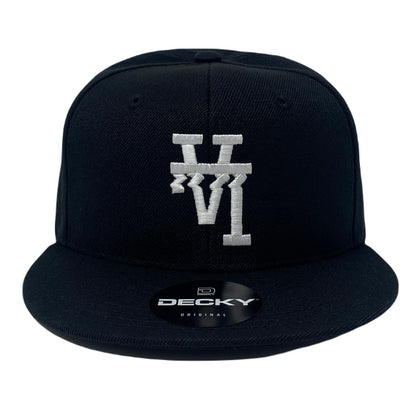 Los Angeles LA Wavy Upside Down Snapback Hat All Black