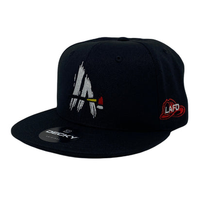 Los Angeles LA Axe Fire Rescue Snapback Hat All Black