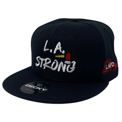 Los Angeles LA Strong Fire Rescue Axe Snapback Hat All Black