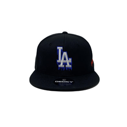 Los Angeles Drip (Red/White/Blue) Hands Snapback Hat All Black