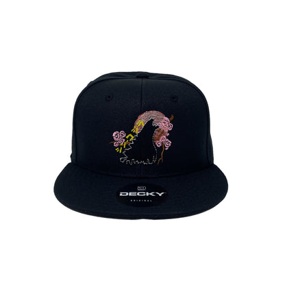 Godzilla Pink Japan Sakura Cherry Blossom Flowers Tokyo Blood Moon Snapback Hat All Black
