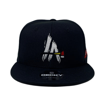 Los Angeles LA Axe Fire Rescue Snapback Hat All Black