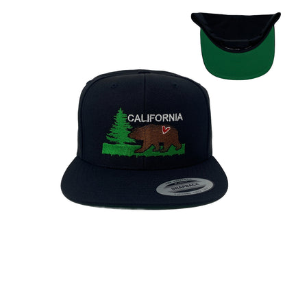 California Brown Bear CA Adventure Love Heart Tree Nature Wildlife Snapback Hat