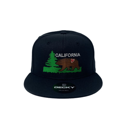 California Brown Bear CA Adventure Love Heart Tree Nature Wildlife Snapback Hat All Black