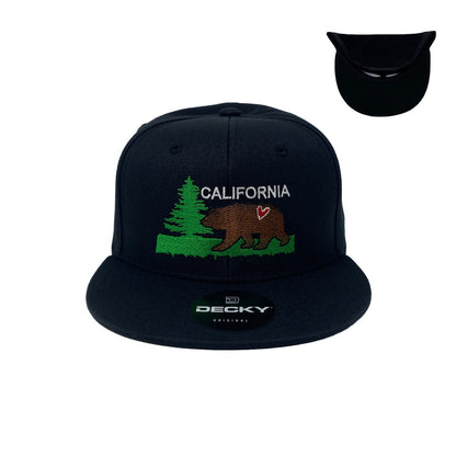 California Brown Bear CA Adventure Love Heart Tree Nature Wildlife Snapback Hat All Black