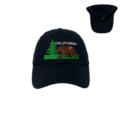 California Brown Bear CA Cali Adventure Love Heart Tree Nature Wildlife Dad Hat