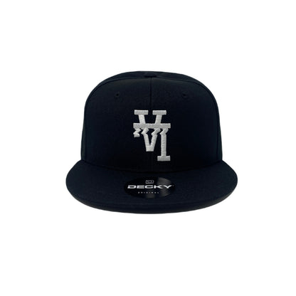 Los Angeles LA Wavy Upside Down Snapback Hat All Black