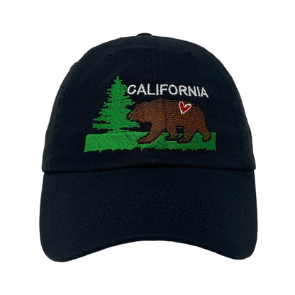California Brown Bear CA Cali Adventure Love Heart Tree Nature Wildlife Dad Hat