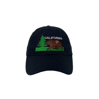 California Brown Bear CA Cali Adventure Love Heart Tree Nature Wildlife Dad Hat