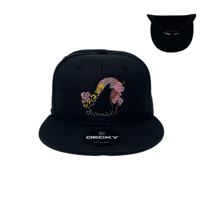 Godzilla Pink Japan Sakura Cherry Blossom Flowers Tokyo Blood Moon Snapback Hat All Black