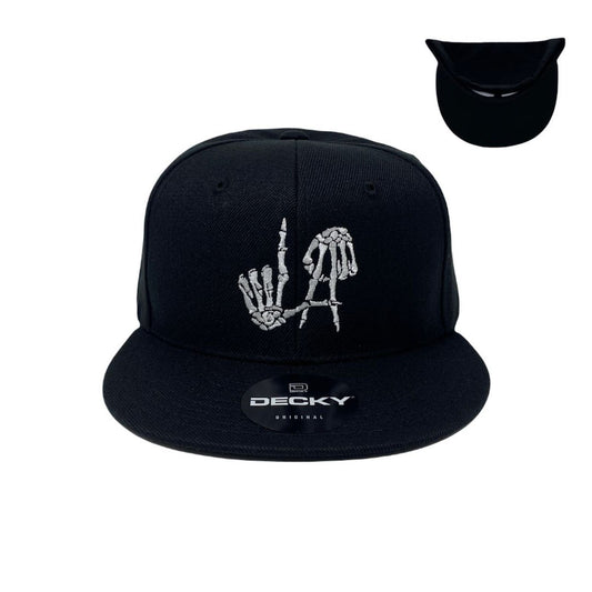 Los Angeles Bones Snapback Hat All Black