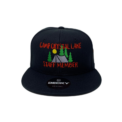 Camp Lake Staff Member Mask Snapback Hat All Black