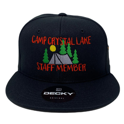 Camp Lake Staff Member Mask Snapback Hat All Black