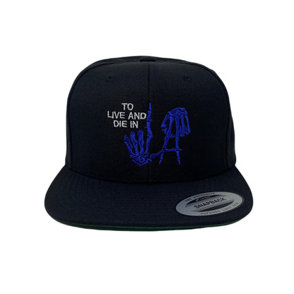 To Live And Die In LA White/Blue Snapback Hat