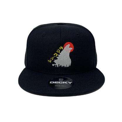 Godzilla Yellow Snapback Hat All Black