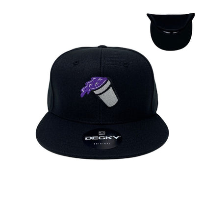 Purple Drank Snapback Hat All Black