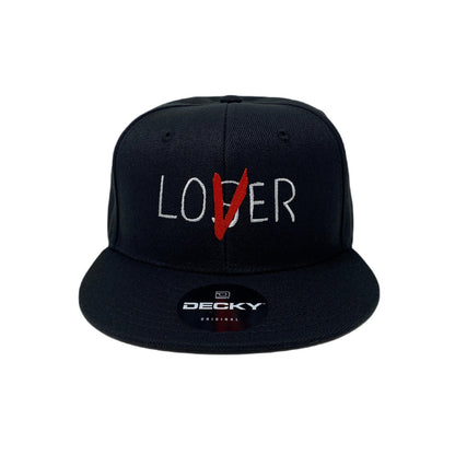 Lover Loser Snapback Hat All Black