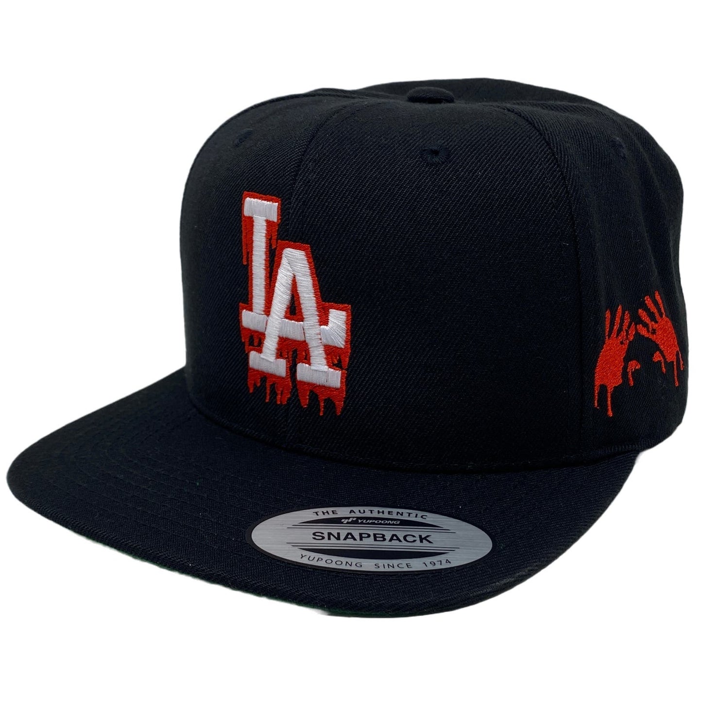 Los Angeles Drip (White/Red) Hands Snapback Hat