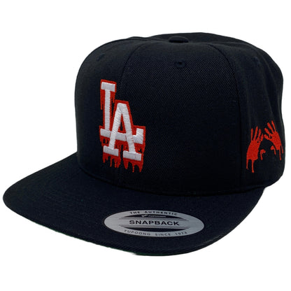 Los Angeles LA Drip (White/Red) Bloody Hands Snapback Hat
