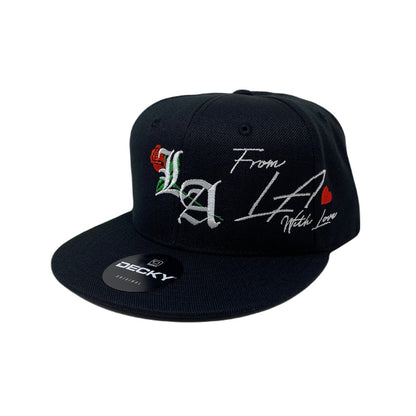 Los Angeles Old English Rose With Love Snapback Hat All Black