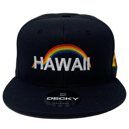 Hawaii Rainbow Snapback Hat All Black