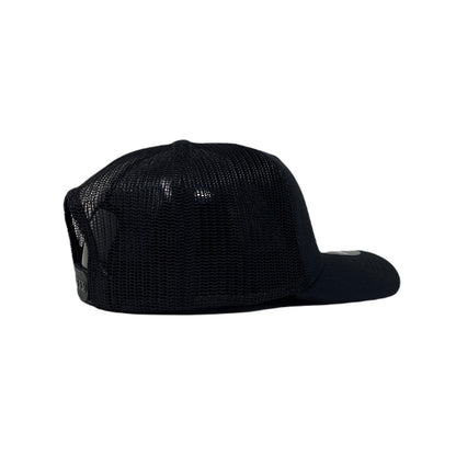 Los Angeles LA Rose Flower White Trucker Hat in Black