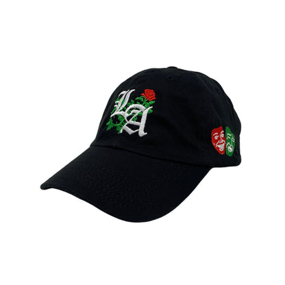 Los Angeles Laugh Now RED Cry Later GREEN Masks Dad Hat