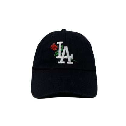 Los Angeles LA Rose Flower White Slouch Dad Hat