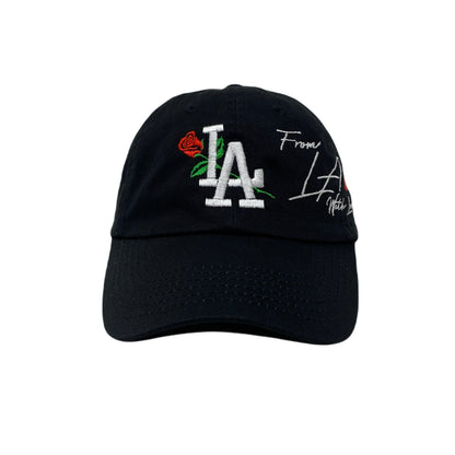Los Angeles LA Rose With Love Heart Slouch Dad Hat