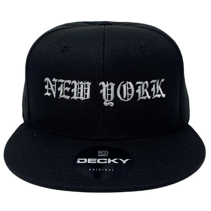 New York City Old English Snapback Hat All Black