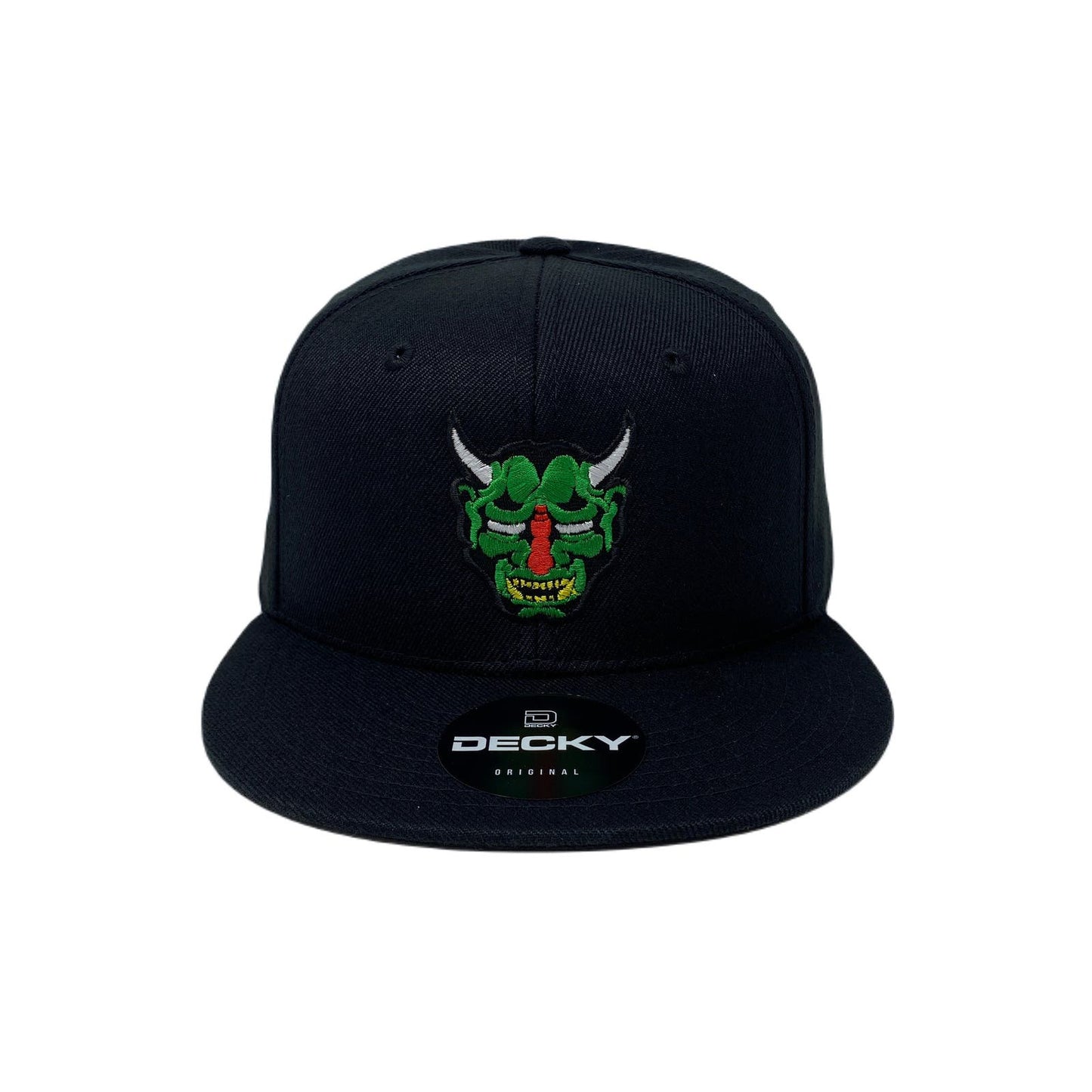 Oni Mask Green Snapback Hat All Black