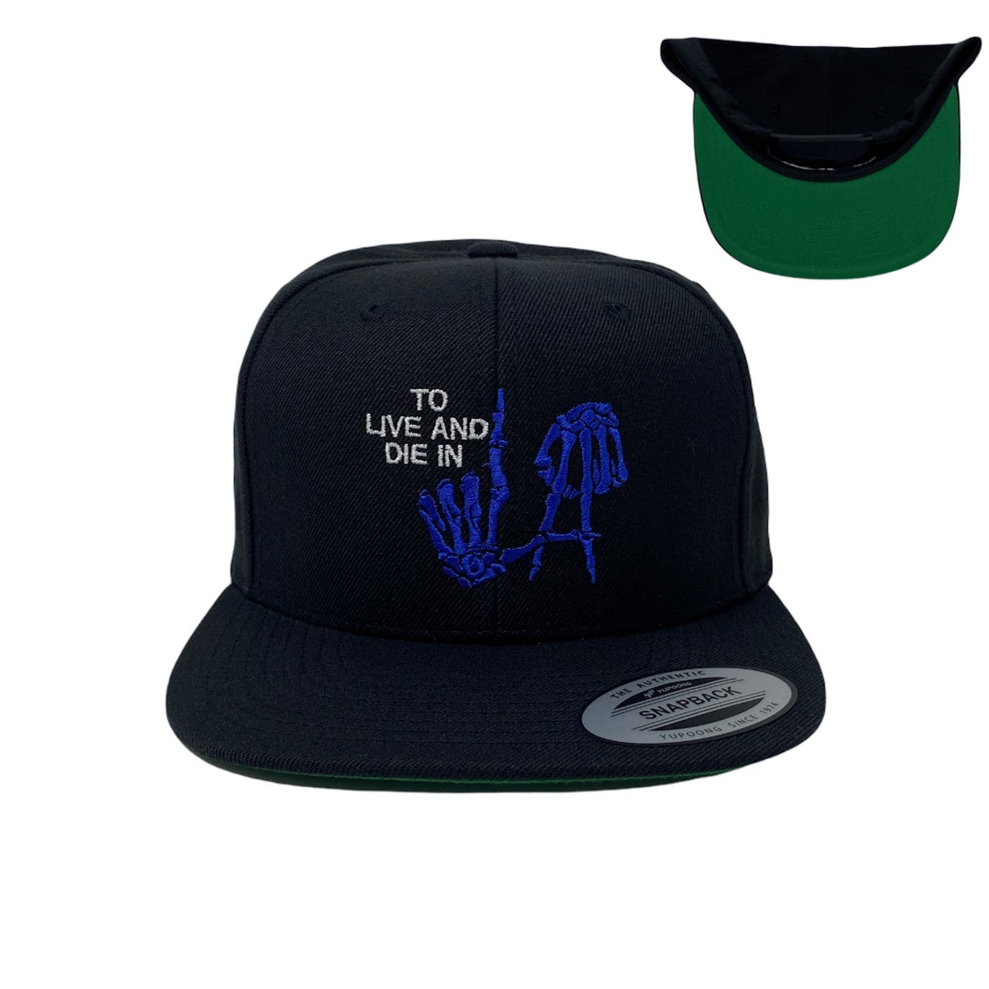 To Live And Die In LA White/Blue Snapback Hat