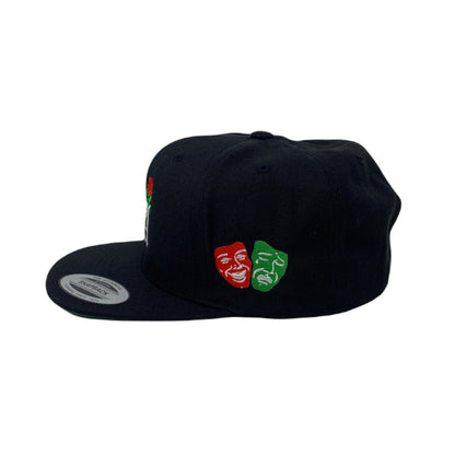 Los Angeles Laugh Now RED Cry Later GREEN Masks Snapback Hat