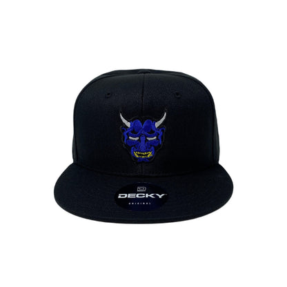 Oni Mask Blue Snapback Hat All Black