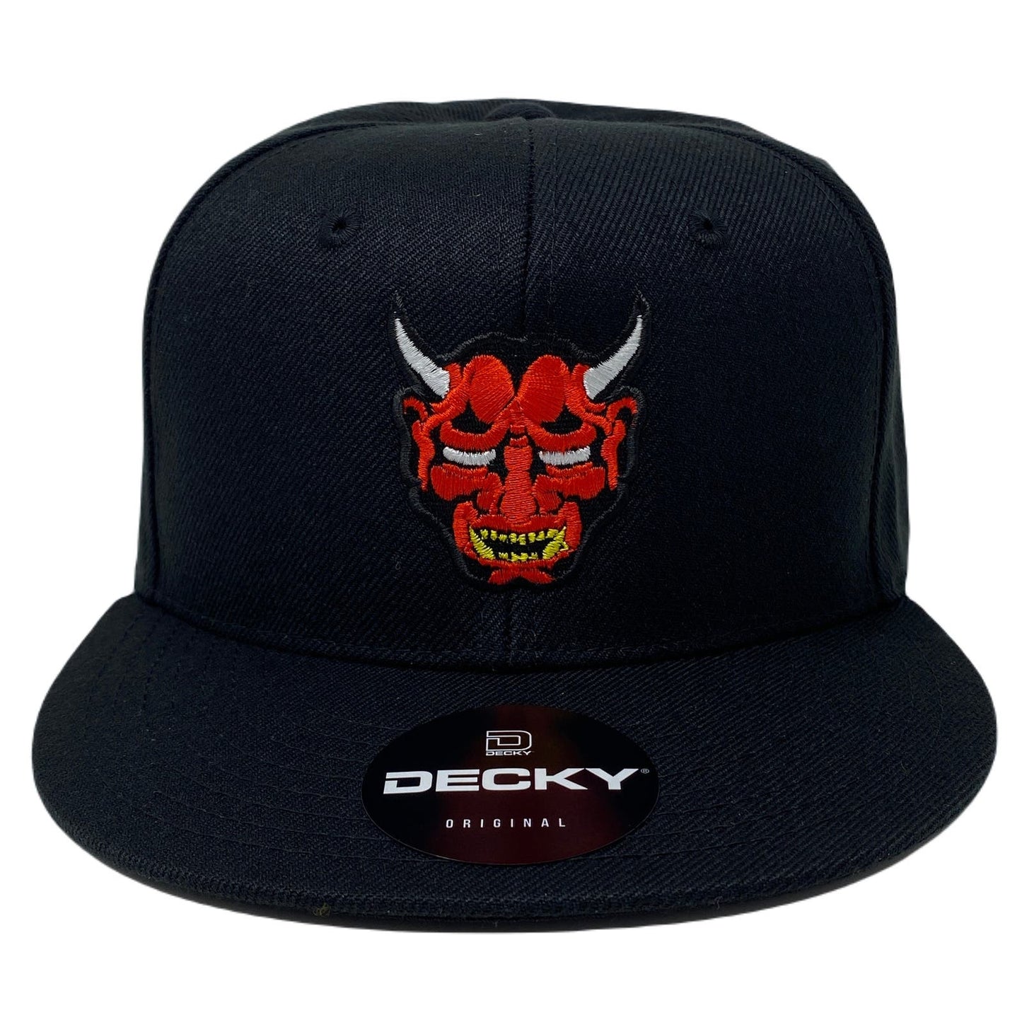 Oni Mask Red Snapback Hat All Black