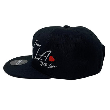 Los Angeles Old English Rose With Love Snapback Hat All Black