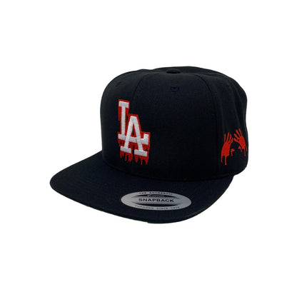 Los Angeles Drip (White/Red) Hands Snapback Hat