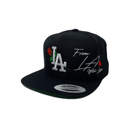 Los Angeles LA Rose With Love Heart Snapback Hat