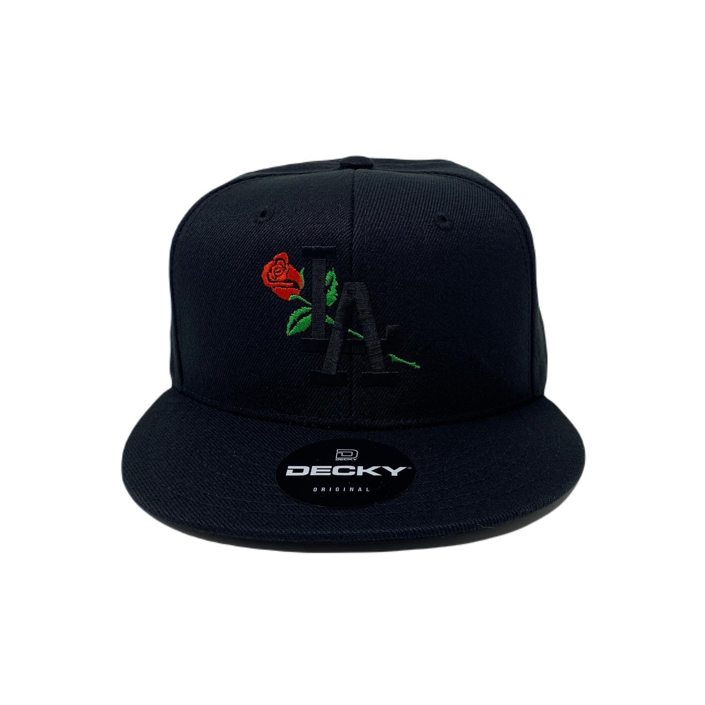 Los Angeles Rose Black Snapback Hat All Black