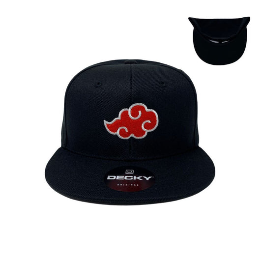 Red Embroidered Cloud Snapback Hat All Black