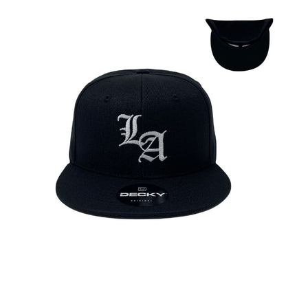 Los Angeles Old English White Snapback Hat All Black