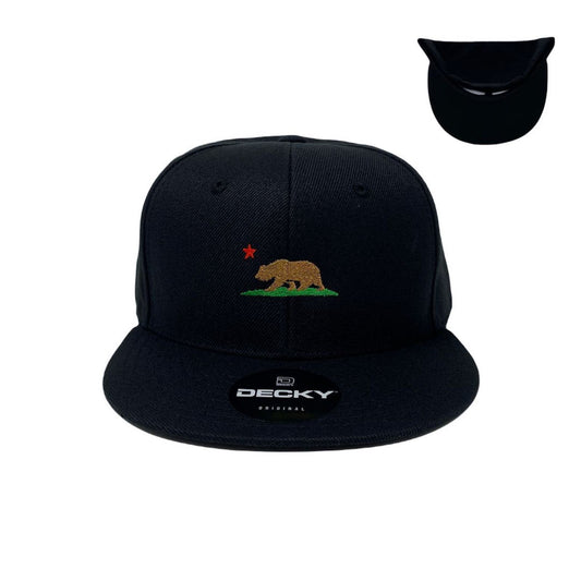 California Republic Bear Snapback Hat All Black